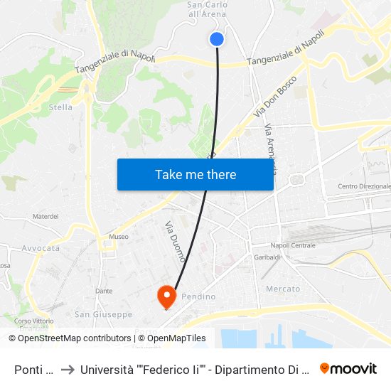 Ponti Rossi to Università ""Federico Ii"" - Dipartimento Di Scienze Politiche (Disp) map