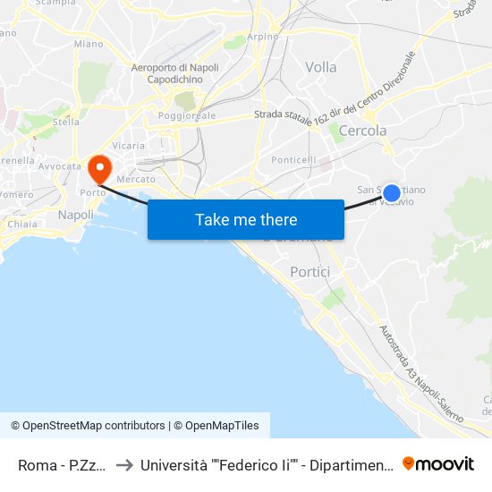 Roma - P.Zza Belvedere to Università ""Federico Ii"" - Dipartimento Di Scienze Politiche (Disp) map