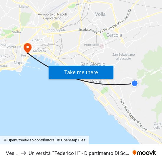 Vesuvio to Università ""Federico Ii"" - Dipartimento Di Scienze Politiche (Disp) map