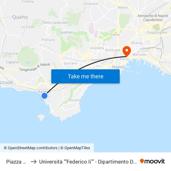 Piazza Bagnoli to Università ""Federico Ii"" - Dipartimento Di Scienze Politiche (Disp) map