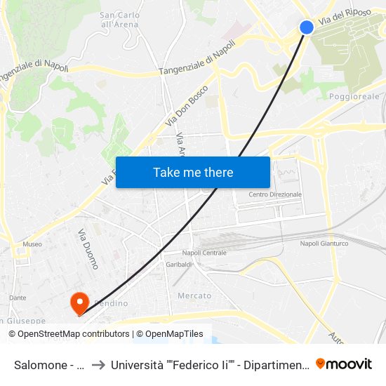 Salomone - Tangenziale to Università ""Federico Ii"" - Dipartimento Di Scienze Politiche (Disp) map