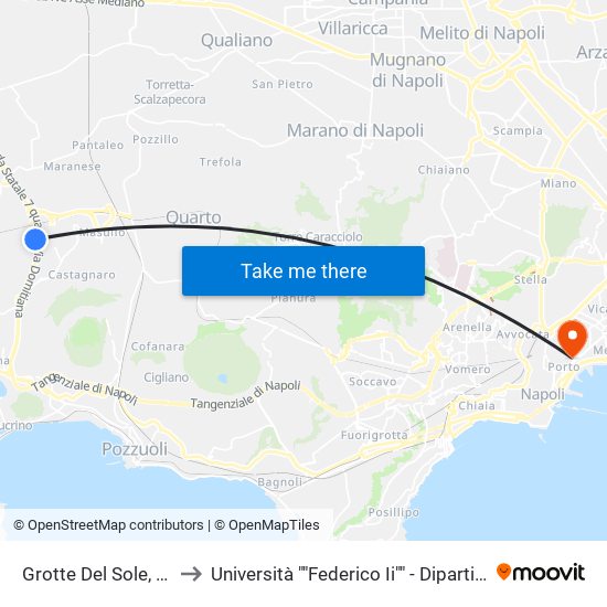 Grotte Del Sole, Via Raffaele Viviani to Università ""Federico Ii"" - Dipartimento Di Scienze Politiche (Disp) map