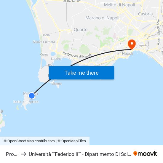 Procida to Università ""Federico Ii"" - Dipartimento Di Scienze Politiche (Disp) map