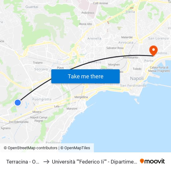 Terracina - Osp. San Paolo to Università ""Federico Ii"" - Dipartimento Di Scienze Politiche (Disp) map