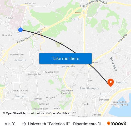 Via D'Antona to Università ""Federico Ii"" - Dipartimento Di Scienze Politiche (Disp) map