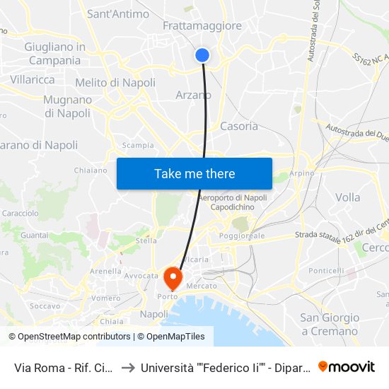 Via Roma - Rif. Civ. 267 (Automercato) to Università ""Federico Ii"" - Dipartimento Di Scienze Politiche (Disp) map