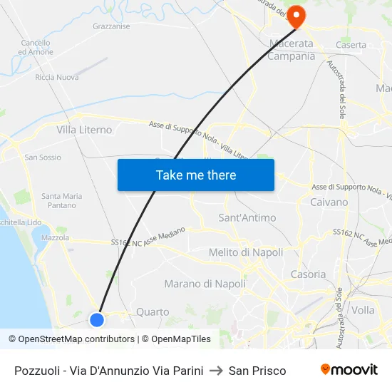 Pozzuoli  - Via D'Annunzio Via Parini to San Prisco map