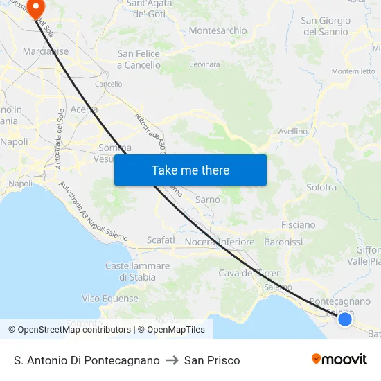 St. Anthony of Pontecagnano to San Prisco map