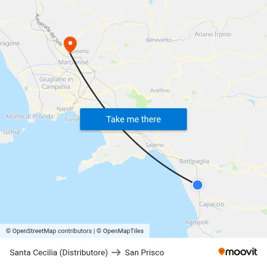 Santa Cecilia (Gas Station) to San Prisco map