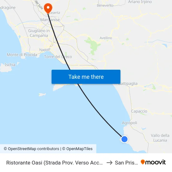 Ristorante Oasi (Strada Prov. Verso Acciaroli) to San Prisco map