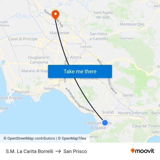 Santa Maria La Carita Borrelli to San Prisco map