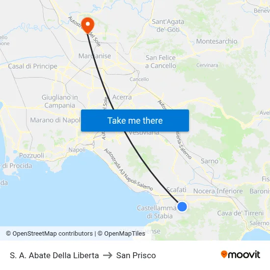 Sant'Antonio Abate Della Liberta to San Prisco map