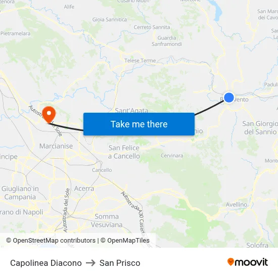 Diacono Terminal to San Prisco map