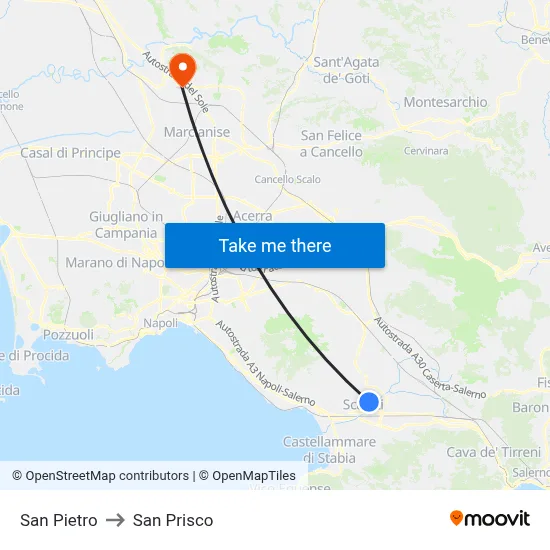 Saint Peter to San Prisco map