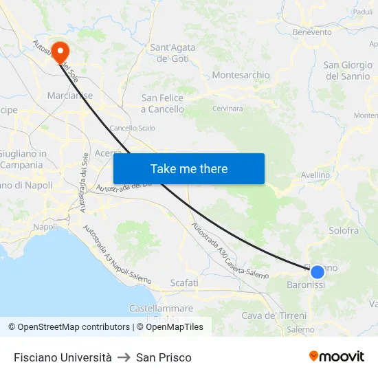 Fisciano University to San Prisco map
