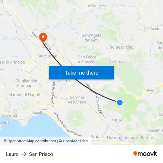 Lauro to San Prisco map