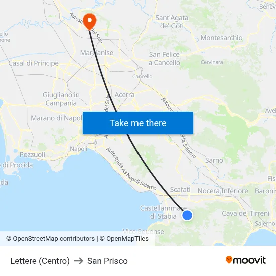 Lettere (Center) to San Prisco map