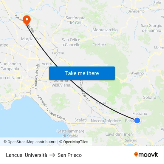 Lancusi University to San Prisco map