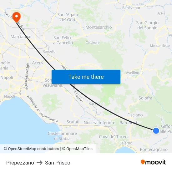 Prepezzano to San Prisco map