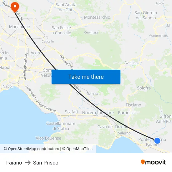 Faiano to San Prisco map