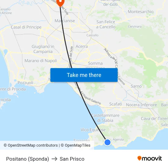 Positano (Bank) to San Prisco map