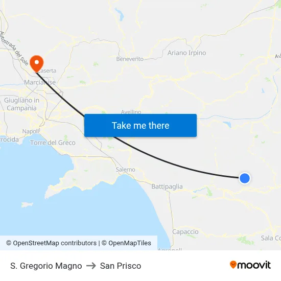 St. Gregory the Great to San Prisco map