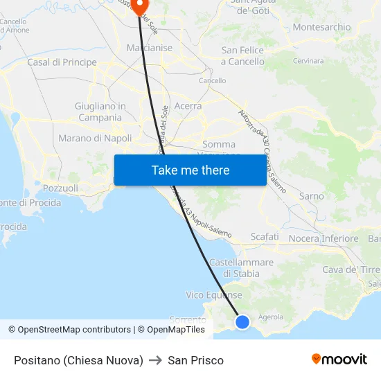 Positano (New Church) to San Prisco map