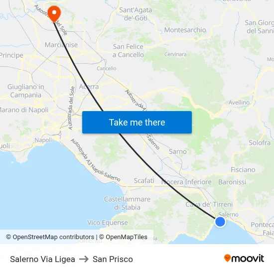 Salerno Via Ligea to San Prisco map