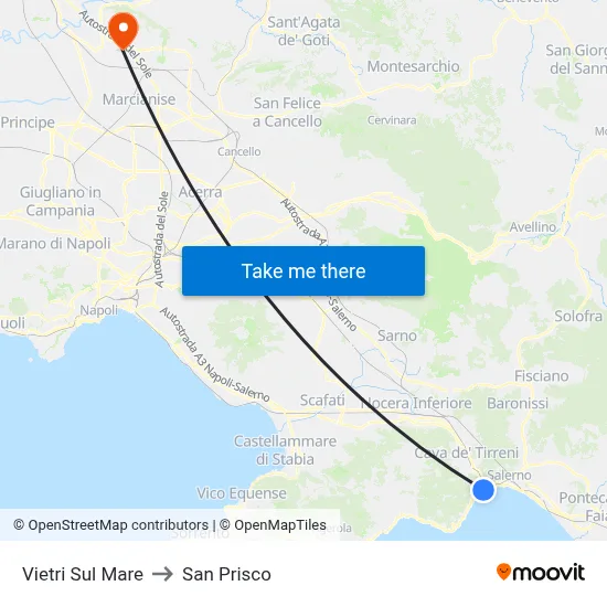 Vietri Sul Mare to San Prisco map
