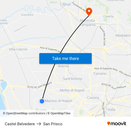 Belvedere Castle to San Prisco map