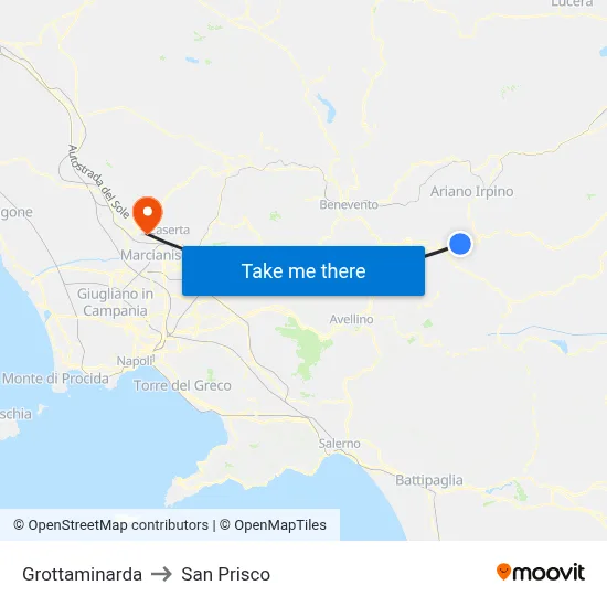 Grottaminarda to San Prisco map