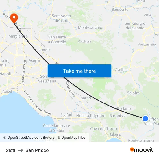 Sieti to San Prisco map