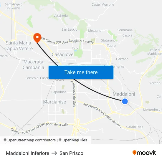 Maddaloni Inferiore to San Prisco map