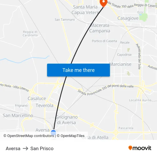 Aversa to San Prisco map