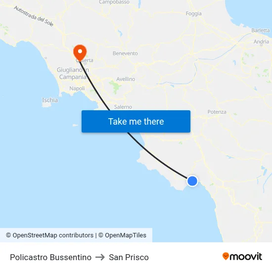 Policastro Bussentino to San Prisco map