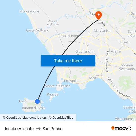 Ischia (Hydrofoils) to San Prisco map