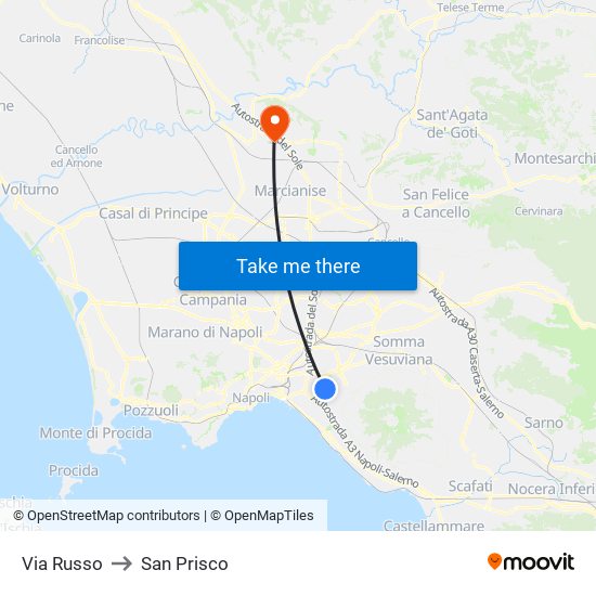 Via Russo to San Prisco map