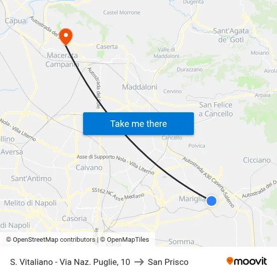 S. Vitaliano - Puglie National Road, 10 to San Prisco map