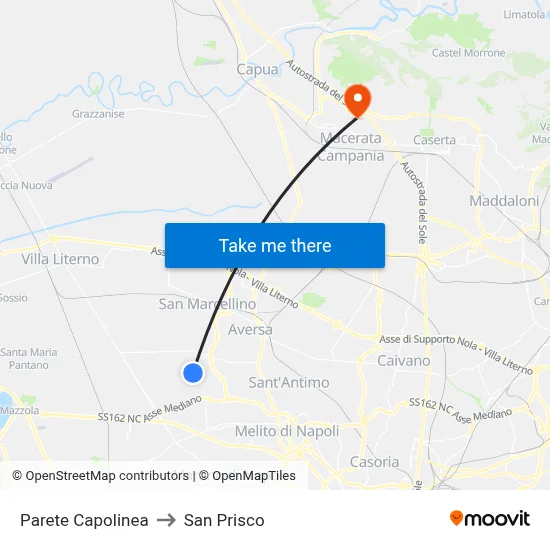 Parete Terminal to San Prisco map