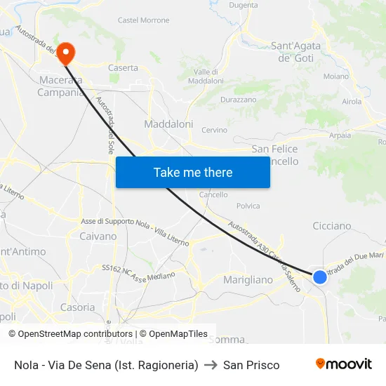 Nola - De Sena Street (Accounting Institute) to San Prisco map