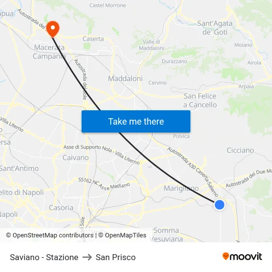 Saviano - Station to San Prisco map