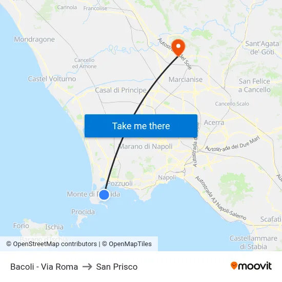 Bacoli - Via Roma to San Prisco map