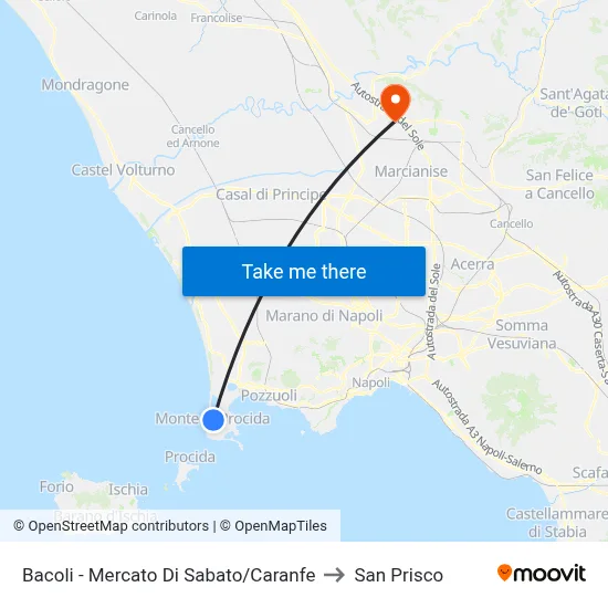 Bacoli - Saturday Market/Caranfe to San Prisco map