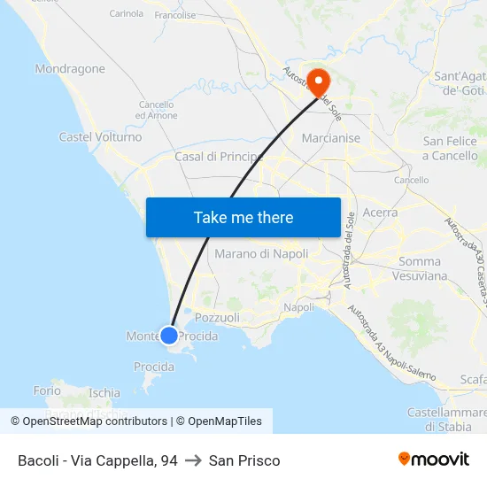 Bacoli - Chapel Street, 94 to San Prisco map