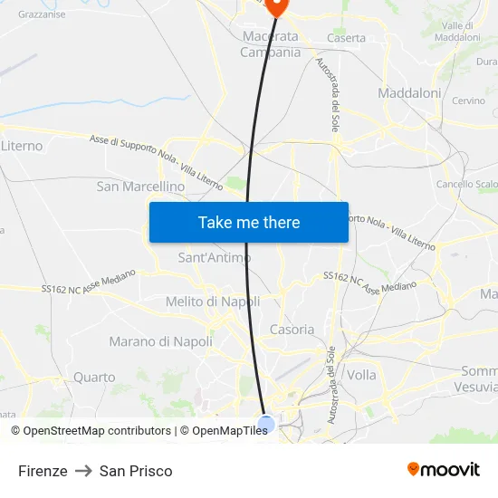 Florence to San Prisco map