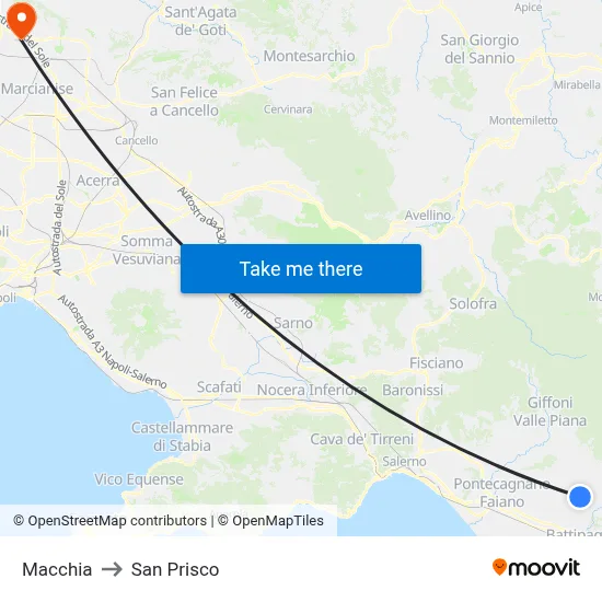 Macchia to San Prisco map