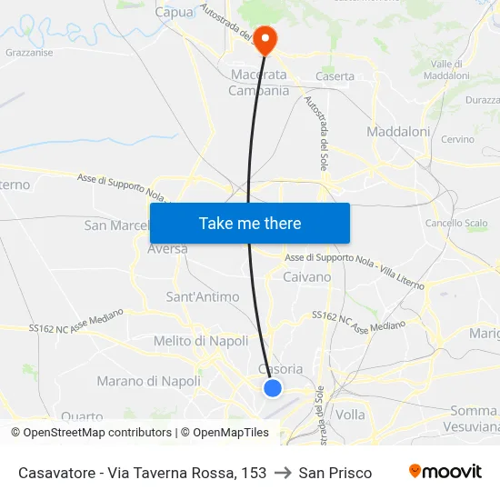 Casavatore - Via Taverna Rossa, 153 to San Prisco map