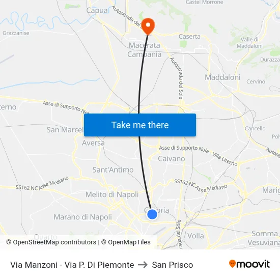 Manzoni Street - Prince of Piedmont Street to San Prisco map