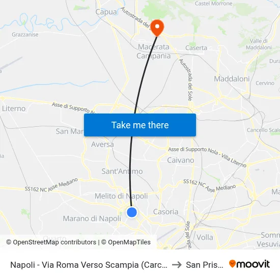 Napoli - Via Roma Verso Scampia (Carcere) to San Prisco map