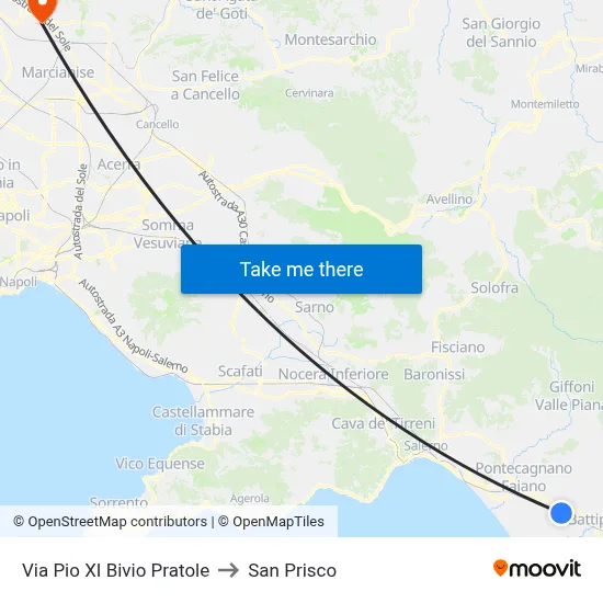 Pio XI Street Pratole Junction to San Prisco map